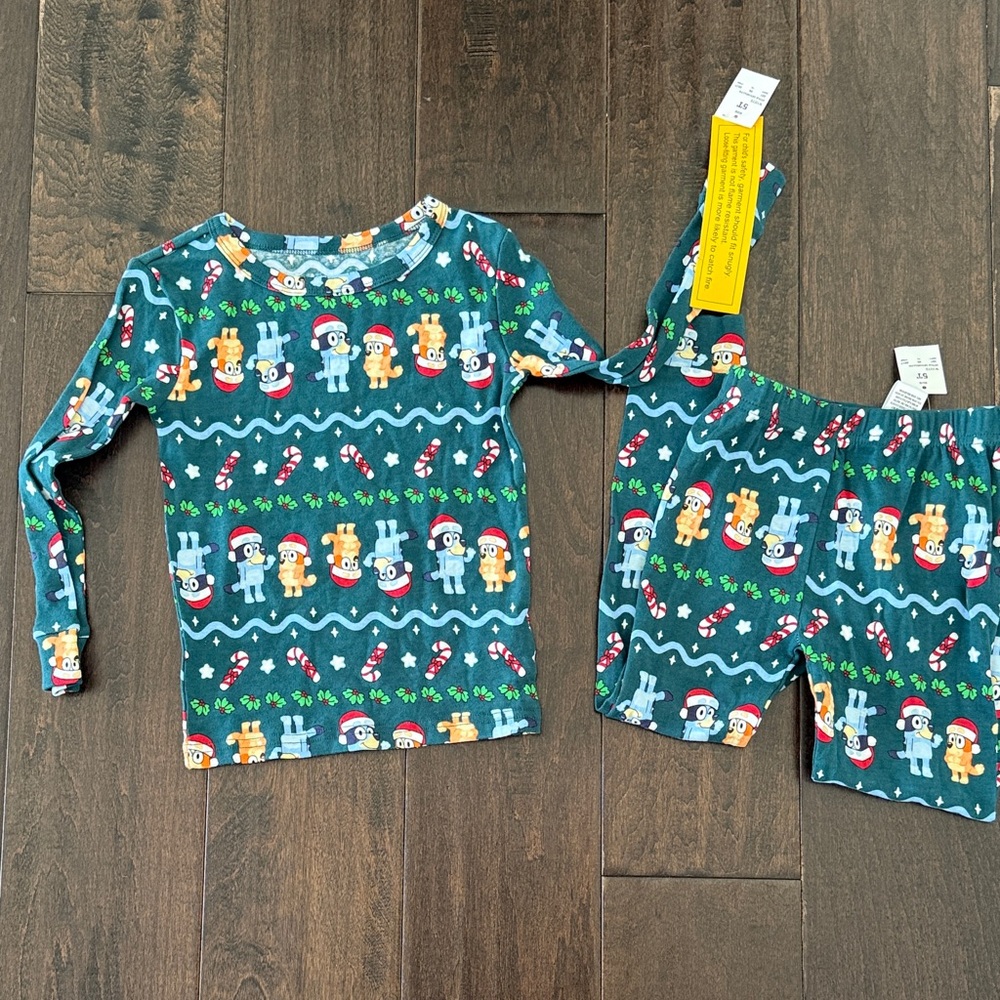 NWT Gender Neutral Bluey and Bingo Cozy Festive Kids Pajama Set!